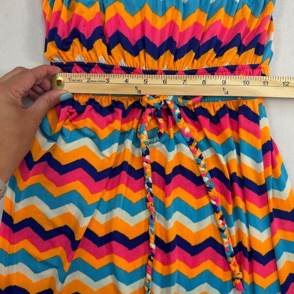 India Boutique Strapless Stretch Maxi Dress Womens One Sz Multicolored Tie Waist - Picture 6 of 10